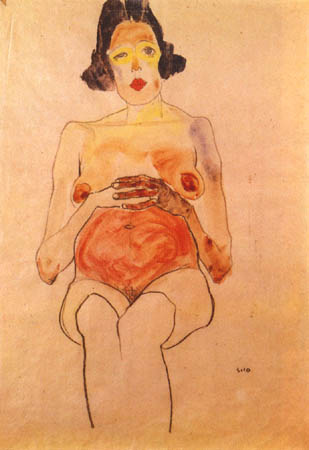Roter Akt, schwanger von Egon Schiele