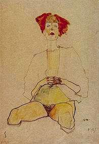 Sitzender Halbakt mit rotem Haar 1910
