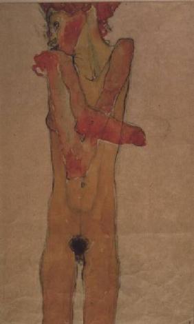 Standing female nude with crossed arms 1910