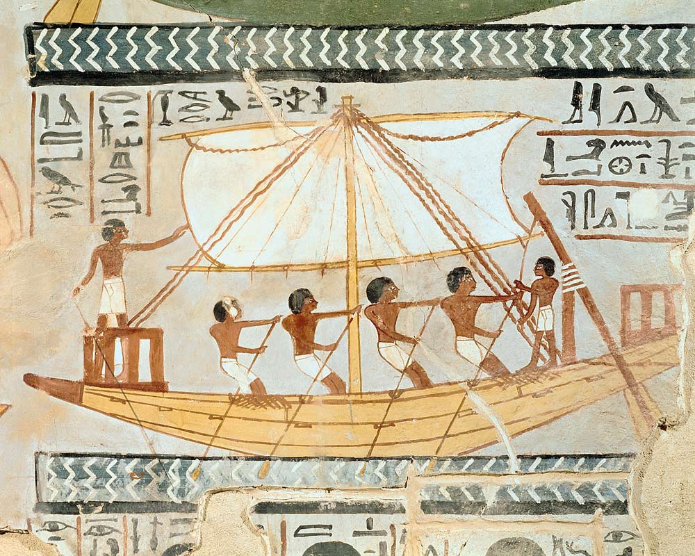 Boatmen on the Nile, from the Tomb of Sennefer, New Kingdom von Egyptian