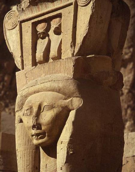 Hathor-headed column, from the Chapel of Hathor, Temple of Hatshepsut, New Kingdom von Egyptian