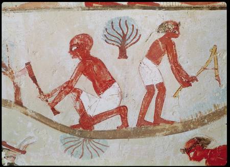 Labourer and Lumberjack at Work, from the Tomb of Nakht, New Kingdom von Egyptian