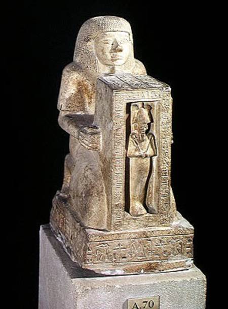 Naophorous statue of the royal scribe, Seti, with Osiris in the naos, New Kingdom von Egyptian