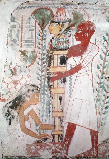 Preparing a mummy for a purification ceremony, from a tomb at Thebes, New Kingdom von Egyptian