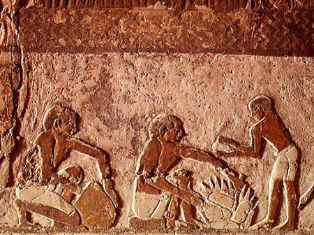 Relief depicting the making and baking of bread, Old Kingdom von Egyptian