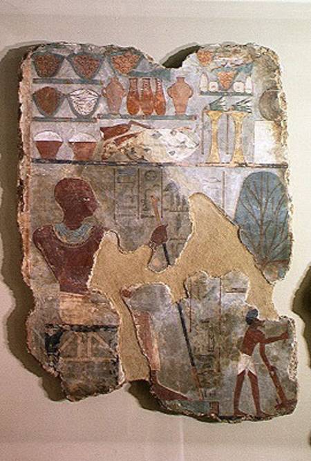 The scribe Unsou overseeing the workers in the fields, from the Tomb of Unsou, East Thebes, New King von Egyptian