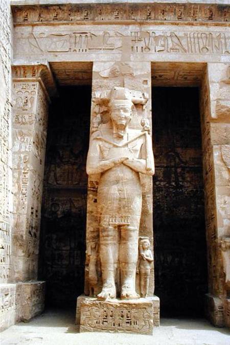 One of the standing figures of Ramesses III (c.1184-1153 BC) as the god Osiris, east side of the fir von Egyptian