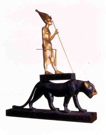 Statuette of the king upon a Leopard. from the Tomb of Tutankhamun (c.1370-1352 BC) New Kingdom (woo von Egyptian