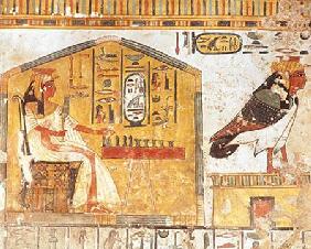 Nefertari playing senet, detail of a wall painting from the Tomb of Queen Nefertari, New Kingdom