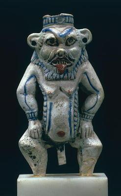 Kohl pot in the form of the god Bes, New Kingdom, c.1400-1300 BC (faience) 14th