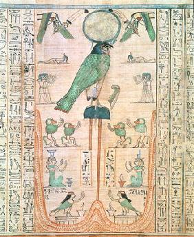 Adoration of the Rising Sun in the Form of the Falcon Re-Horakhty, New Kingdom, c.1150 BC (papyrus) 18th
