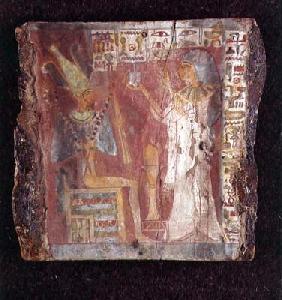 Interior of the sarcophagus of the singer, Toarnemiherti, showing the deceased offering incense to O 18th