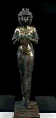 Statue of the Divine Adoratress Karomama, Third Intermediate Period (bronze with gold, silver & elec 19th