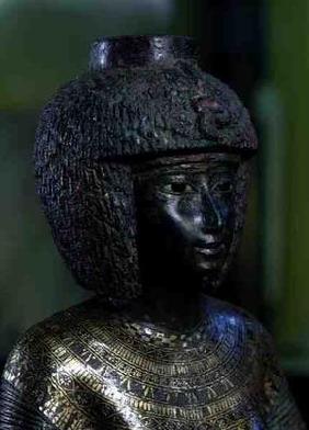 Statue of the Divine Adoratress Karomama, Third Intermediate Period (bronze with gold, silver & elec 1867