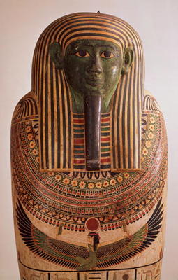 Outer lid of the sarcophagus of Psametik I (664-610 BC) Late Period (painted wood) von Egyptian 26th Dynasty