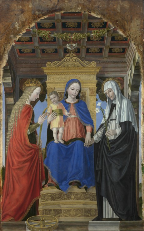 Madonna und Kind mit Heiligen Katharina von Alexandrien und Katharina von Siena von eigentl. Ambrogio da Fossano um Bergognone