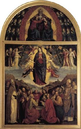 Himmelfahrt Mariae mit den Heiligen Ambrosius, Augustinus, Gervasius und Prothasius 1522