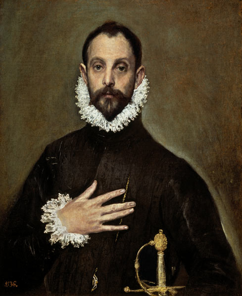 A Nobleman with his Hand on his Chest von (eigentl. Dominikos Theotokopulos) Greco, El