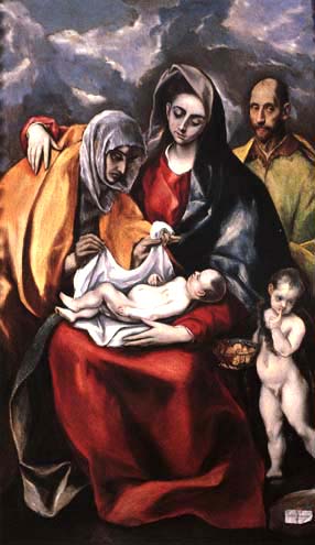 Heilige Familie mit der hl. Anna und dem kleinen Johannes dem Täufer. von (eigentl. Dominikos Theotokopulos) Greco, El