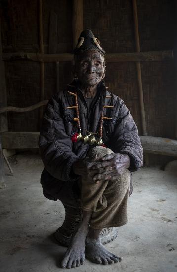 Konyak-Ältester in Nagaland,Indien