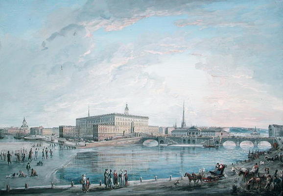 View of Stockholm from the Fersen Terrace (gouache on canvas) von Elias Martin