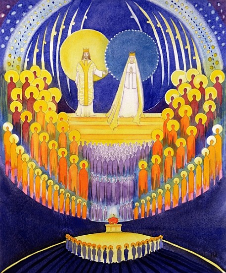The Coronation of the Virgin Mary and the Glory of all the Saints, 2003 (w/c on paper)  von Elizabeth  Wang