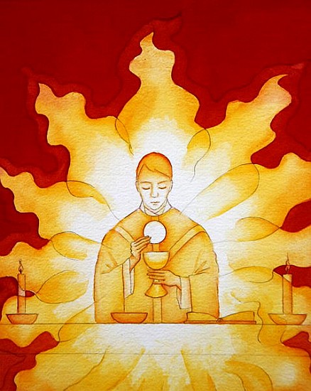 The Presence of Jesus Christ in the Holy Eucharist is like a consuming fire, 2003 (w/c on paper)  von Elizabeth  Wang