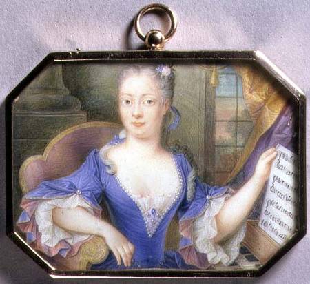 Portrait Miniature of Augusta Princess of Wales (1719-72) 1736  on von Elizabeth Ziesenis