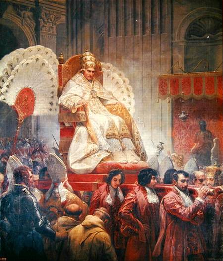 Pope Pius VIII (1761-1830) in St. Peter's on the Sedia Gestatoria von Emile Jean Horace Vernet