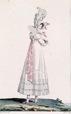 Summer Dress, fashion plate from 'Incroyables et Merveilleuses', engraved by Georges Jacques Gatine 18th