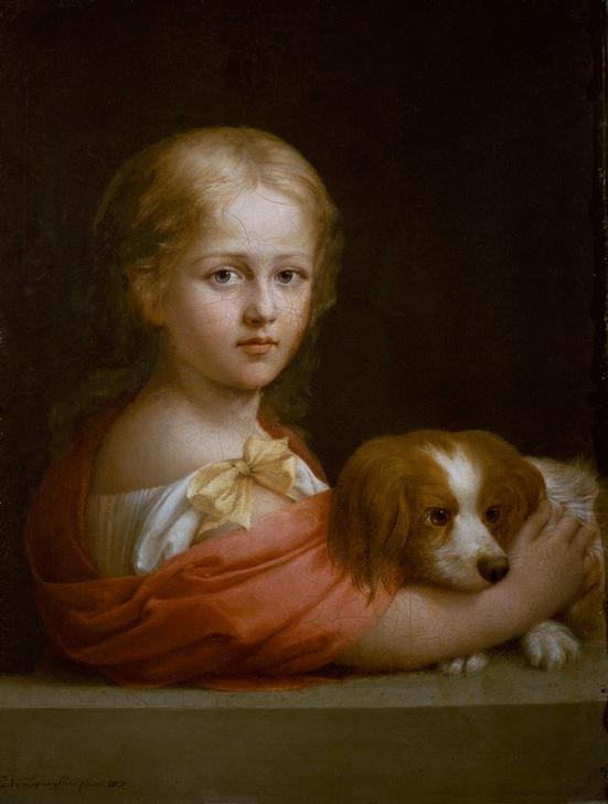 Ein Mädchen mit einem Hund von Emilie Lauchaud de Loqueyssie