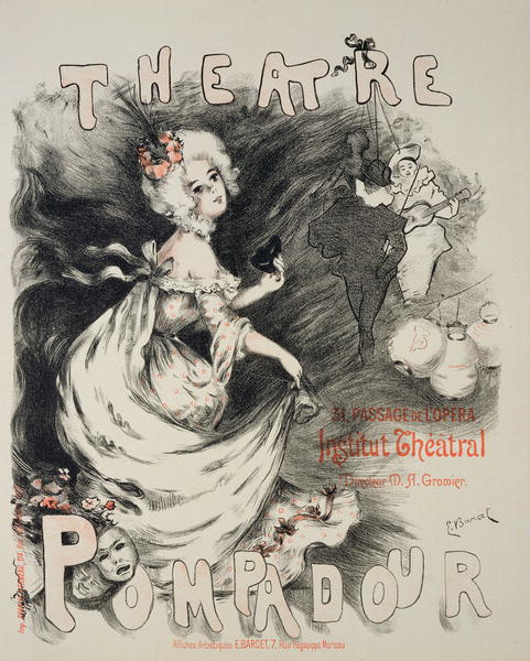 Reproduction of a poster for the ''Pompadour Theatre'', Institut Theatral (colour litho)  von Emmanuel Barcet