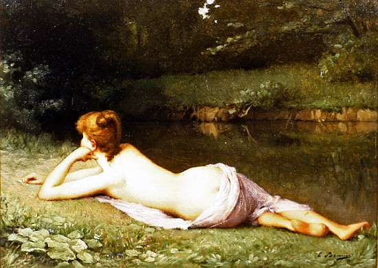 Reclining nude on a riverbank von Emmanuel Benner