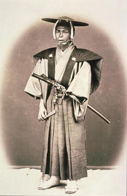 Japanese Court Official or Samurai, c.1870s (hand-coloured albumen print) von English Photographer, (19th century)