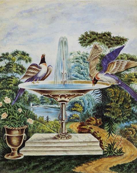 Birds in a Fountain in a Landscape Park von English School