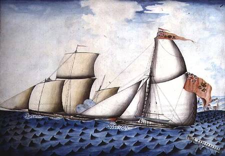 The Capture of "The Four Brothers" by "The Badger", Revenue Cutter von English School
