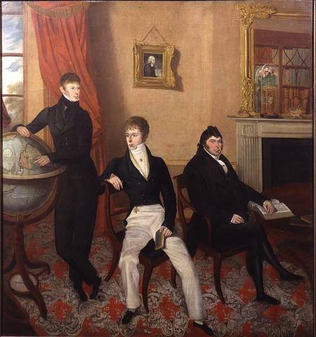 Group Portrait of Three Men in an Elaborate Sitting Room Interior von English School