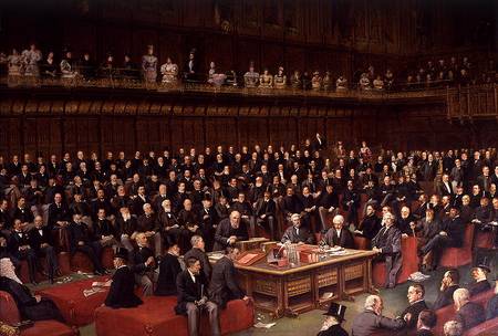 The Lord Chancellor About to Put the Question in the Debate about Home Rule in the House of Lords von English School