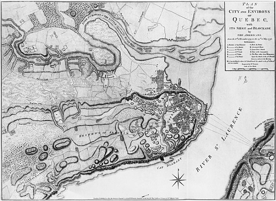 Ms A 224 f.8 Map of the city and environs of Quebec with its siege and blockade the Americans, illus von English School