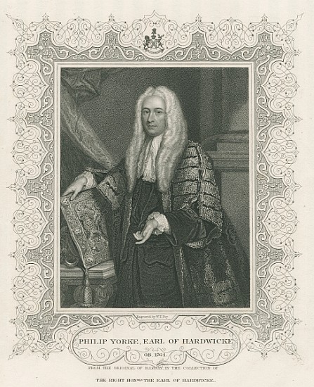 Philip Yorke, 1st Earl of Hardwicke, from ''Lodge''s British Portraits'' von English School