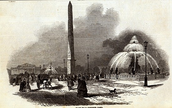 Place de la Concorde, Paris, from The Illustrated London News, 2nd August 1845 von English School