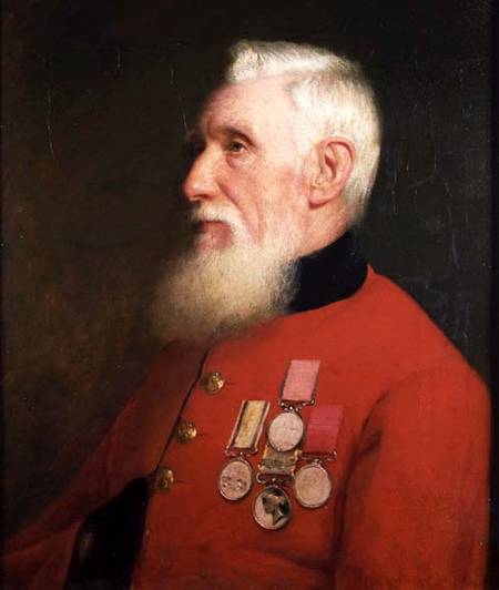 Portrait of a Chelsea Pensioner wearing his service medals von English School
