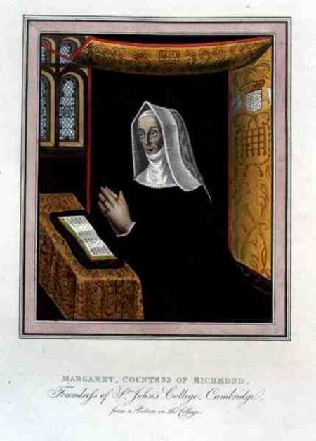 Portrait of Margaret Beaufort, Countess of Richmond and Derby (1443-1509), Foundress of St. John's C von English School
