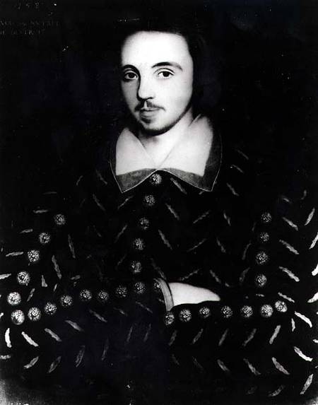 Portrait said to be Christopher Marlowe (1564-93)  (b&w photo) von English School