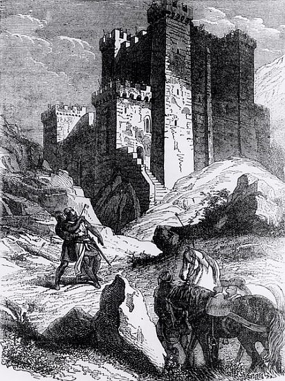 Richard Coeur-de-Lion (1157-99) receiving his death wound before the Castle of Chaluz, 6th April 119 von English School