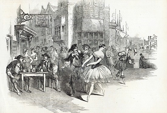 Scene from the new Ballet of ''The Wags of Wapping'', at Drury-Lane Theatre, from The Illustrated Lo von English School