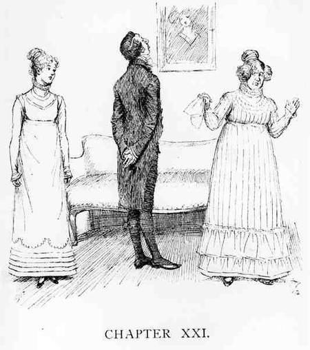 Scene from 'Pride and Prejudice' by Jane Austen (1775-1817) von English School