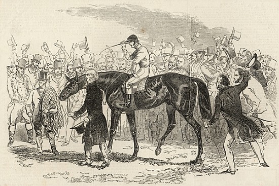 Sir Tatton Sykes leading in the winner of the St. Leger, from ''The Illustrated London News'', 26th  von English School