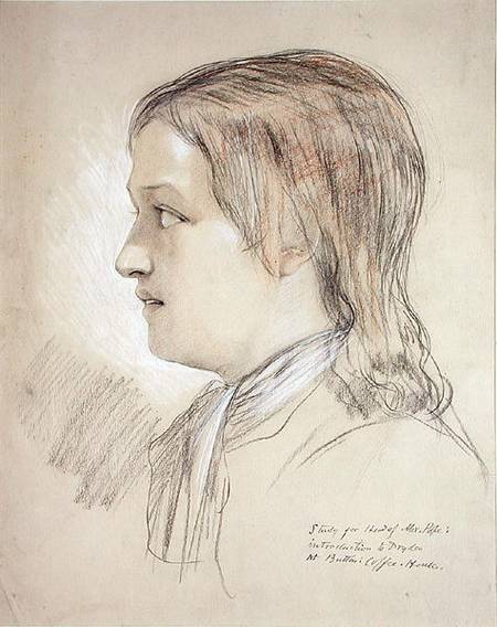 Study for the Head of Alex Pope: introduction to Dryden, At Butler's Coffee House (pencil, chalk & von English School