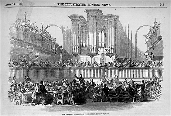The Chartist Convention at 23 John Street, Fitzroy Square from ''The Illustrated London News'', Apri von English School